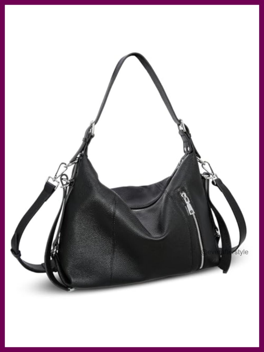 Genuine Cowhide Leather Hobo Shoulder Tote with Removable Strap